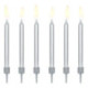 PartyDeco Silver Candles 6 cm (Pack of 6)