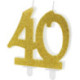 PartyDeco Glitter Number 40 Gold Candle