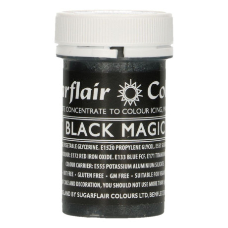 Colorant alimentaire satiné en pâte Sugarflair noir 25 g