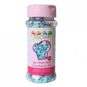 Mini flocons de neige blancs et bleus en sucre FunCakes 50 g