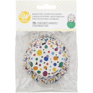 Wilton Polka Dots and Triangles Cupcake Baking Cups 75 Pieces