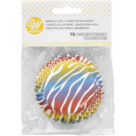 Caissettes Wilton zèbrures multicolores 75 pièces