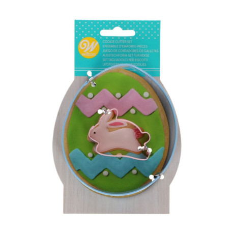 Découpoirs de biscuits Wilton oeuf avec lapin 2 pièces