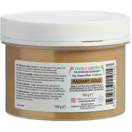 Sugarflair Edible Glitter Radiant Gold 100 g