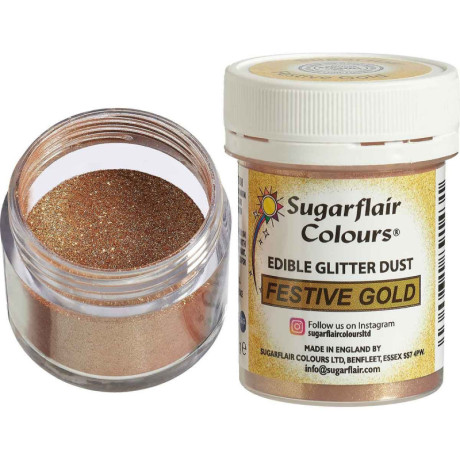 Sugarflair Edible Glitter Festive Gold 10 g