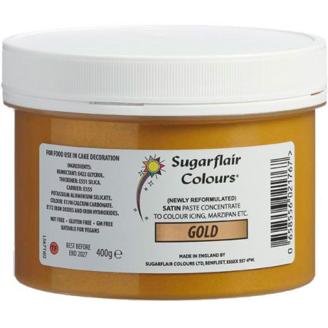 Colorant alimentaire satiné en pâte Sugarflair or 400 g