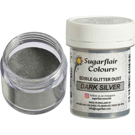 Paillettes alimentaires Sugarflair Dark Silver 10 g