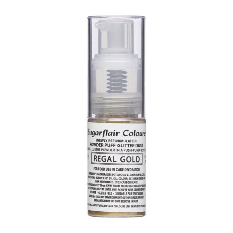 Paillettes alimentaires en spray Sugarflair Regal Gold 10 g