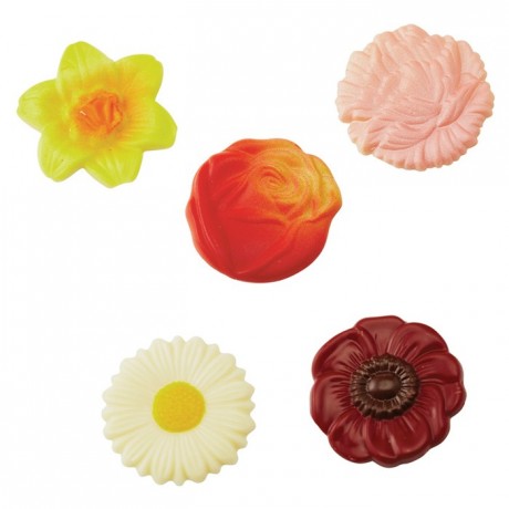 Moule 10 fleurs assorties en polycarbonate pour chocolat