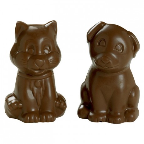 Moule 2 chats en polycarbonate pour chocolat