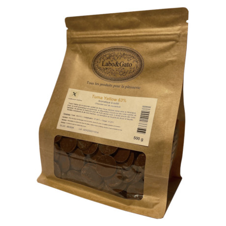 Tuma Yellow 63% dark couverture chocolate pistoles 500 g