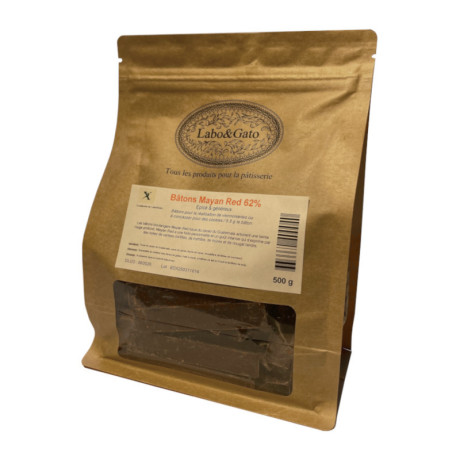 Mayan Red 62 % chocolat noir de couverture bâtonnets 500 g