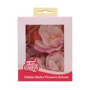 Edible Wafer Flowers FunCakes large pink magnolia 6 cm 6 pieces