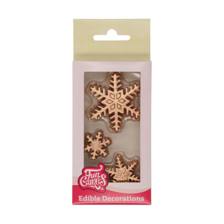 Sugar Decorations FunCakes bronze snowflakes 3 sizes 12 pieces