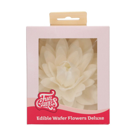 Fleurs comestibles en azyme FunCakes grande dahlia blanche 12,5 cm 1 pièce