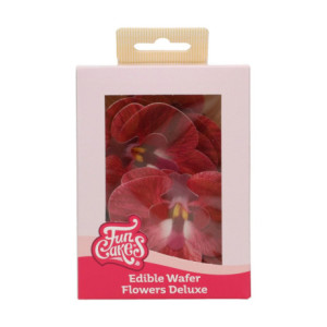 Edible Wafer Flowers FunCakes medium red orchid 8.5 cm 10 pieces