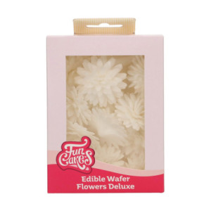 Fleurs comestibles en azyme FunCakes moyenne pâquerette blanche 8,5 cm 12 pièces