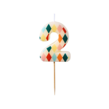 Bougie PartyDeco chiffre 2 losange