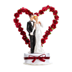 Cake Topper Figurine PartyDeco newlyweds white/dark red 16 cm