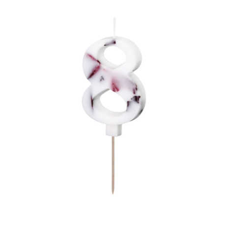 Candle PartyDeco number 8 floral white