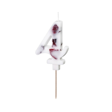 Candle PartyDeco number 4 floral white