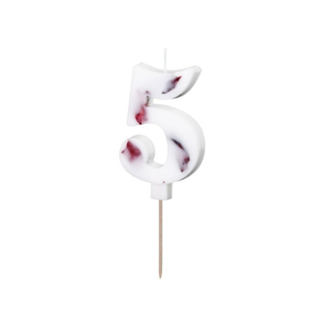 Candle PartyDeco number 5 floral white