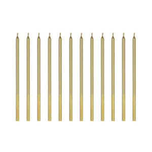 PartyDeco Gold Candles 12.5 cm (Pack of 12)
