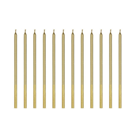 PartyDeco Gold Candles 12.5 cm (Pack of 12)