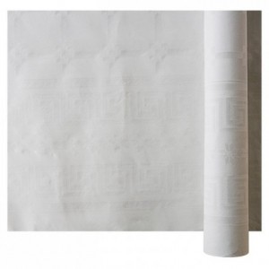 Nappe damassée blanche en rouleau 1,20 m x 100 m (lot de 1)