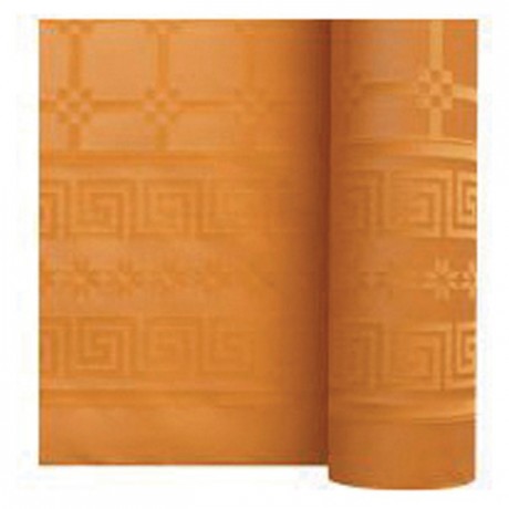 Nappe damassée mandarine 1,2 x 25 m