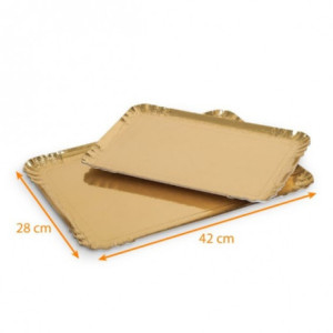 Plateau rectangle traiteur or 420 x 280 mm (lot de 25)