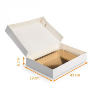 Boîte rectangle traiteur blanche 430 x 290 x 6 mm (lot de 25)
