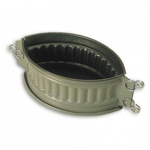 Ribbed oval paté mould with bottom Exopan 210 x 140 x 90 mm