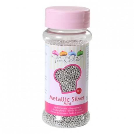 Perles de sucre FunCakes argent métallisé 2 mm 80 g