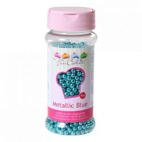 FunCakes Sugarpearls Metallic Blue 80g