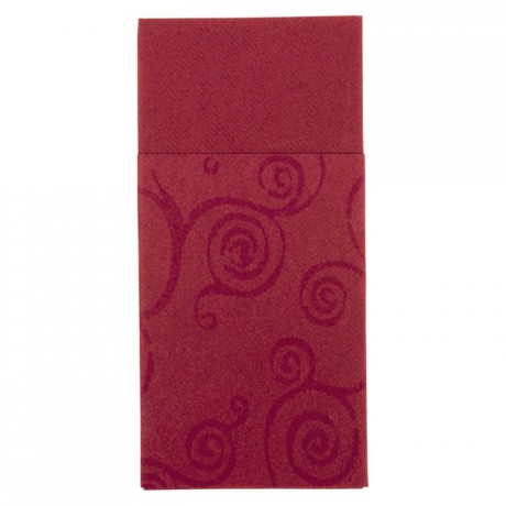 Serviette pochette en non tissé 1 pli bordeaux 40 x 40 mm (lot de 50)