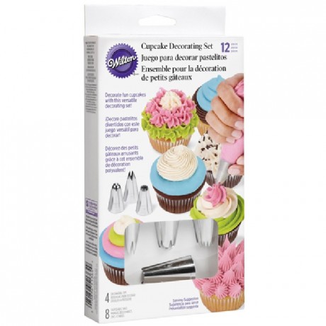 Set de décoration à cupcakes Wilton 4 douilles et 8 poches à douilles jetables 30 cm