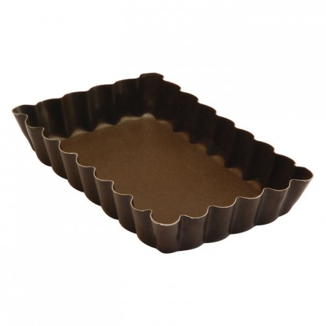 Rectangular fluted tartlet mould non-stick 120x75 mm (pack of 12)