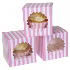 House of Marie Cupcake Box 1 Circus Pink pk/3