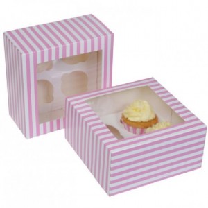 House of Marie Cupcake Box 4 Circus Pink pk/2