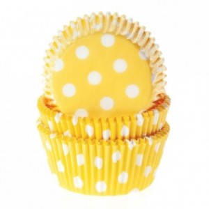 House of Marie Baking cups Polkadot Yellow pk/50