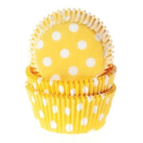 House of Marie Baking cups Polkadot Yellow pk/50