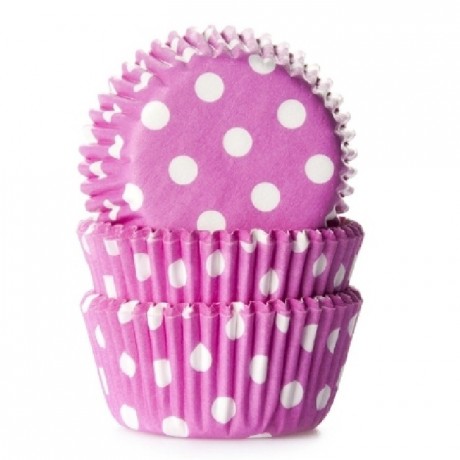 House of Marie Mini Baking cups Polkadot Pink pk/60