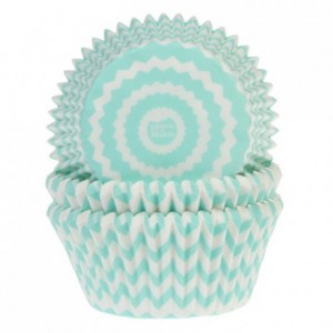 House of Marie Baking Cups Chevron Mint pk/50