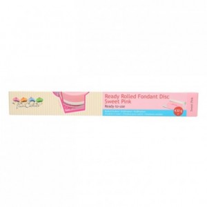 Pâte à sucre FunCakes rose clair étalée en disque 430 g