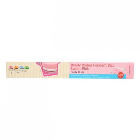 Pâte à sucre FunCakes rose clair étalée en disque 430 g