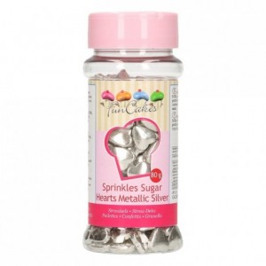 FunCakes Sugar Hearts Metallic Silver 80g