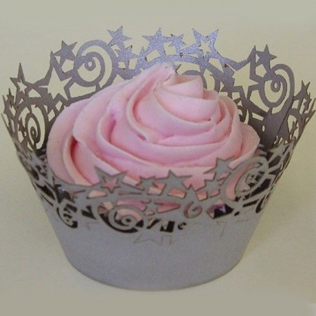 PME Stars Cupcake Wrappers Silver pk/12