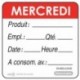 Etiquettes DLC « mercredi » rouge (lot de 500)