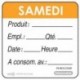 Etiquettes DLC « samedi » orange (lot de 500)